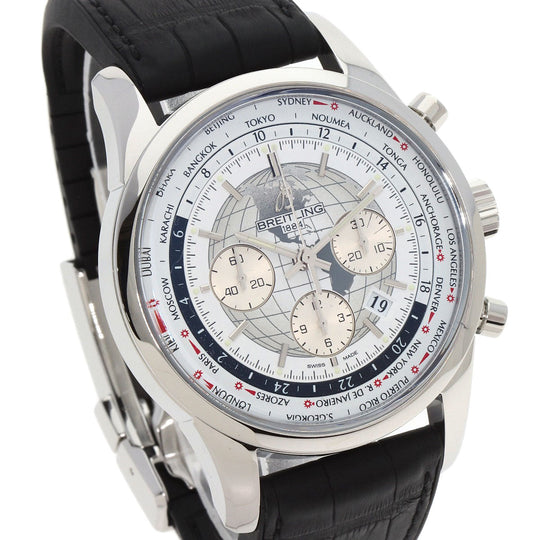 BREITLING Watches Mechanical Automatic AB0510U0/A790 Stainless Steel Silver Transocean Chronograph Unitime white dial