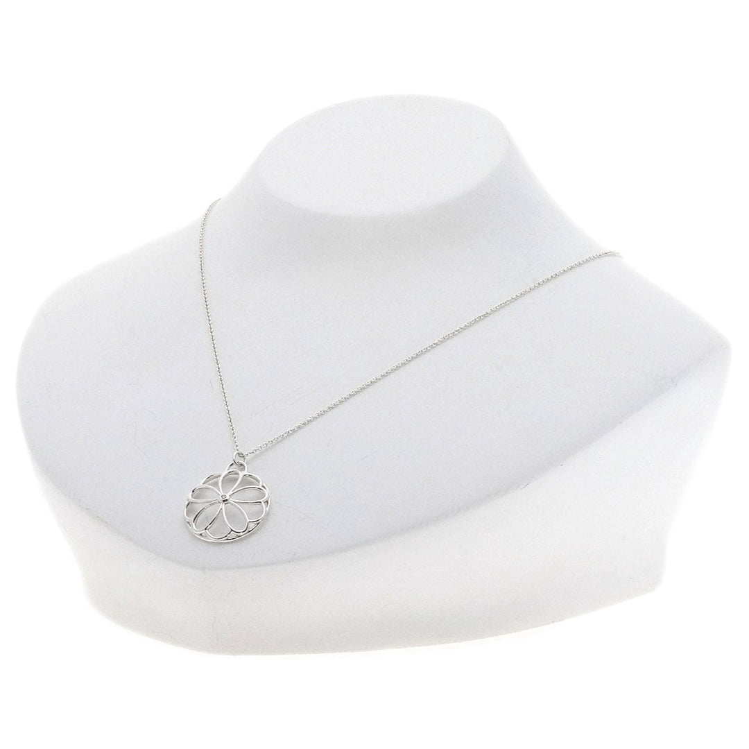 TIFFANY&Co. Necklace SV Silver Flower Circle 1P Diamond Women Used Authentic