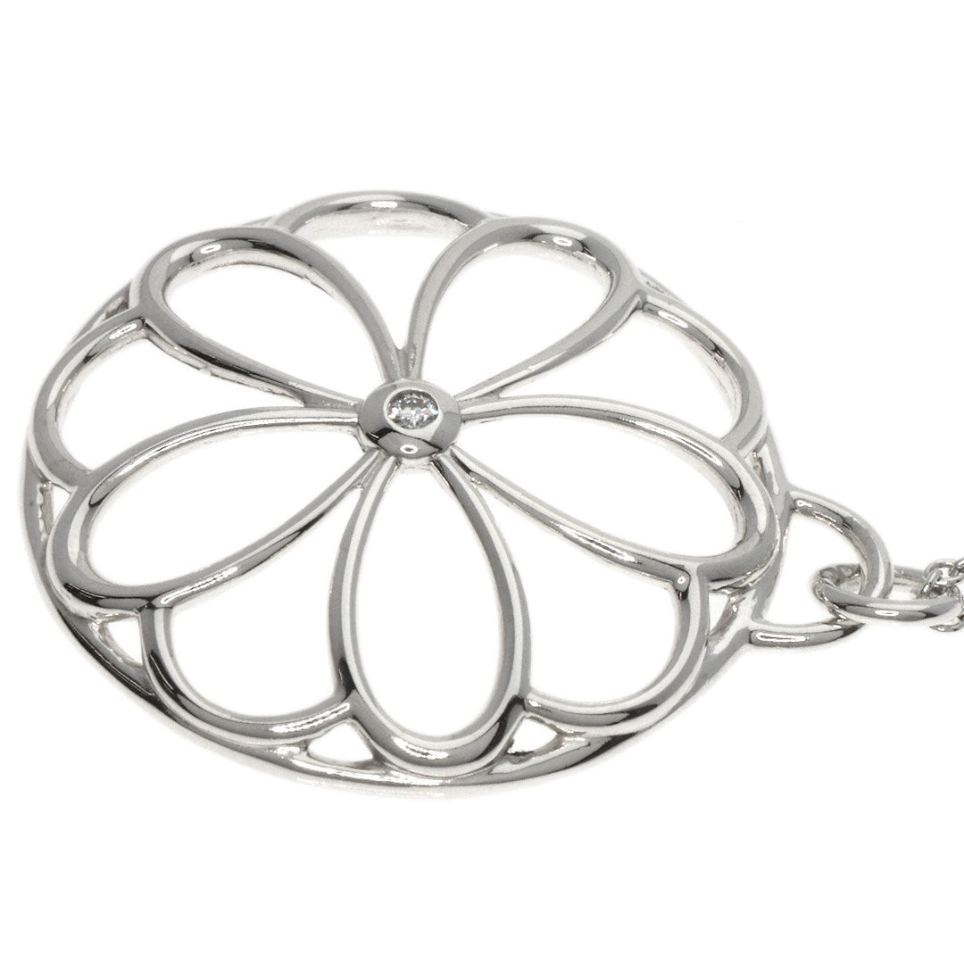TIFFANY&Co. Necklace SV Silver Flower Circle 1P Diamond Women Used Authentic