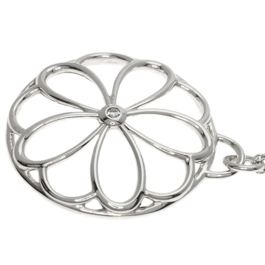 TIFFANY&Co. Necklace SV Silver Flower Circle 1P Diamond Women Used Authentic