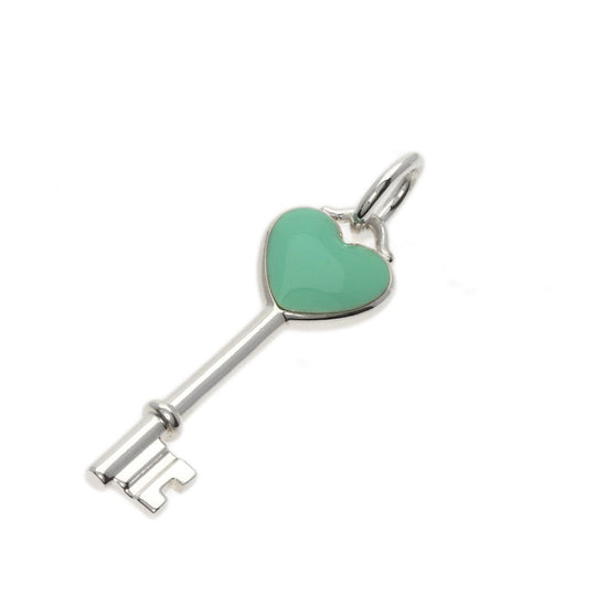 TIFFANY&Co. Pendant top SV Silver Heart Key Enamel Charm Women Used Authentic