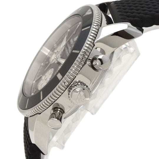 BREITLING Watches Mechanical Automatic AB0162 Stainless Steel, Rubber Silver Superocean Heritage B01 Chronograph 44 black dial mens Used Authentic