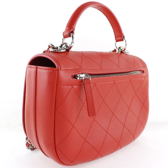 CHANEL Shoulder Bag Calfskin Red 2WAY Matrasse ChainShoulder Women Used Authentic
