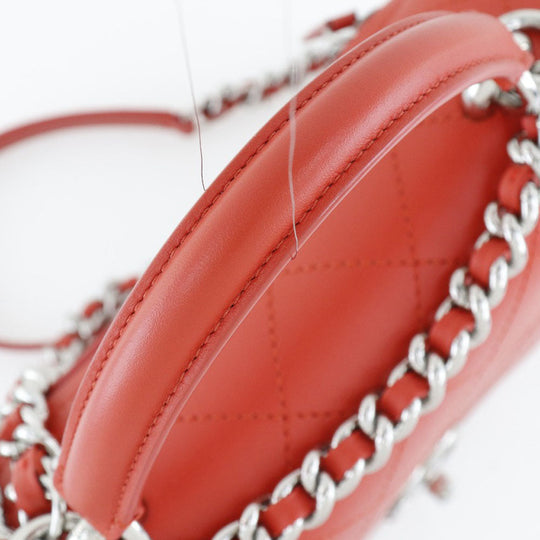 CHANEL Shoulder Bag Calfskin Red 2WAY Matrasse ChainShoulder Women Used Authentic