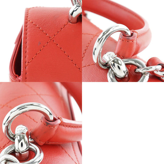 CHANEL Shoulder Bag Calfskin Red 2WAY Matrasse ChainShoulder Women Used Authentic