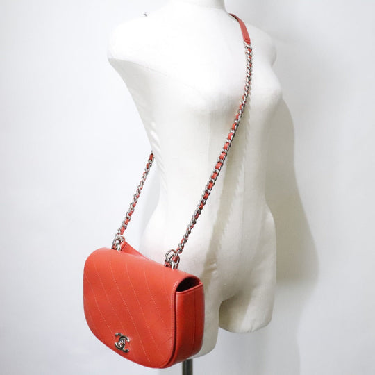 CHANEL Shoulder Bag Calfskin Red 2WAY Matrasse ChainShoulder Women Used Authentic