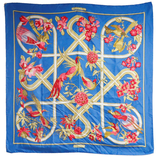HERMES scarf silk Blue caraibes / Caribbean Carre90 Women Used Authentic