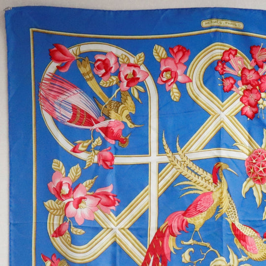 HERMES scarf silk Blue caraibes / Caribbean Carre90 Women Used Authentic