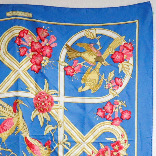 HERMES scarf silk Blue caraibes / Caribbean Carre90 Women Used Authentic