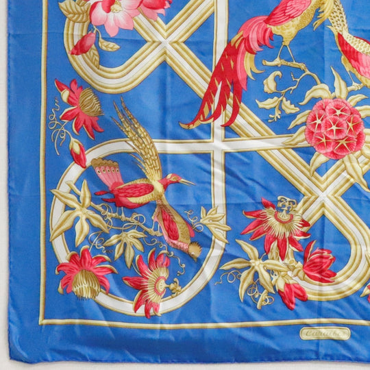 HERMES scarf silk Blue caraibes / Caribbean Carre90 Women Used Authentic