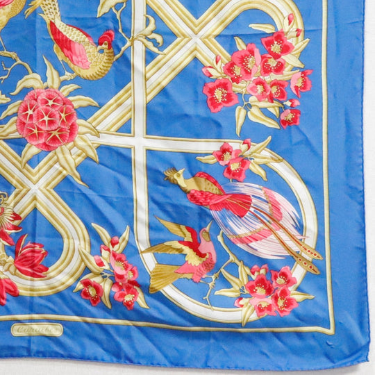 HERMES scarf silk Blue caraibes / Caribbean Carre90 Women Used Authentic