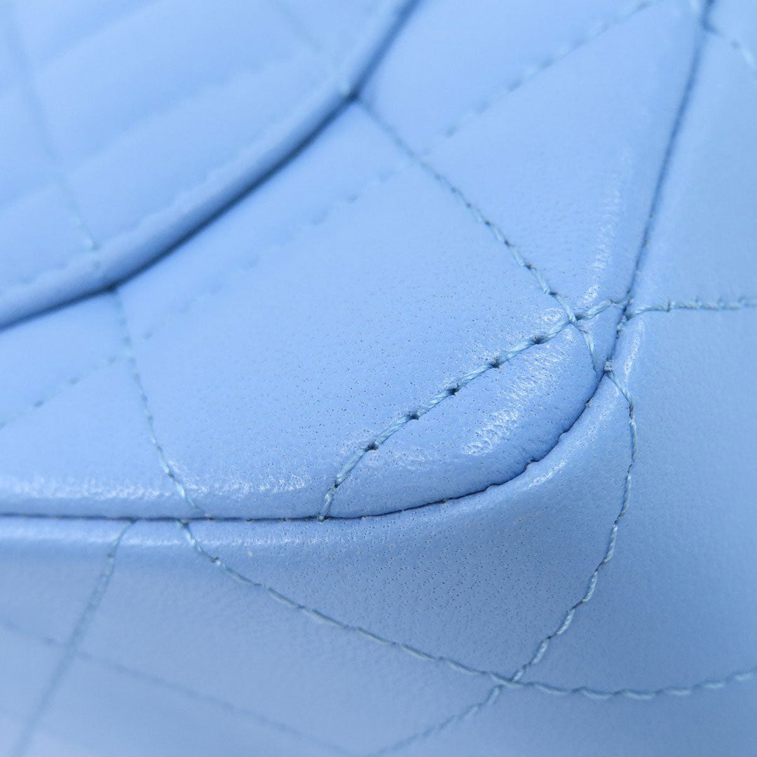 CHANEL Shoulder Bag lambskin blue ChainShoulder Matelasse SilverMetal Women Used Authentic