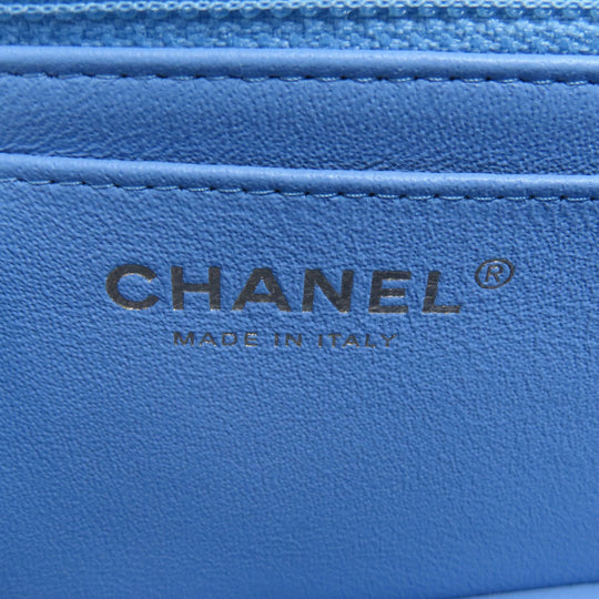 CHANEL Shoulder Bag lambskin blue ChainShoulder Matelasse SilverMetal Women Used Authentic