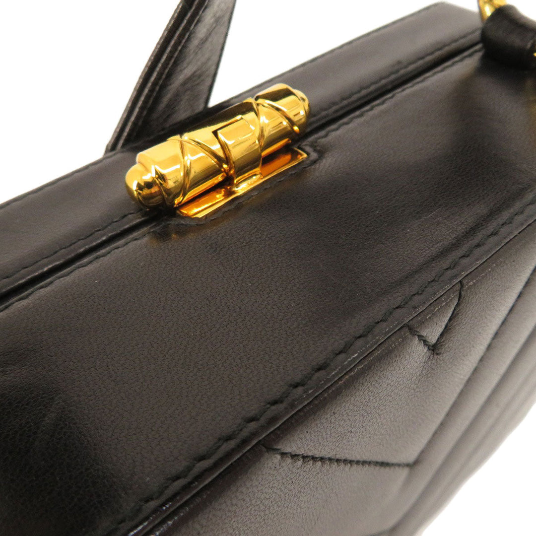 CHANEL Shoulder Bag lambskin black Vstitch COCO Mark Women Used Authentic