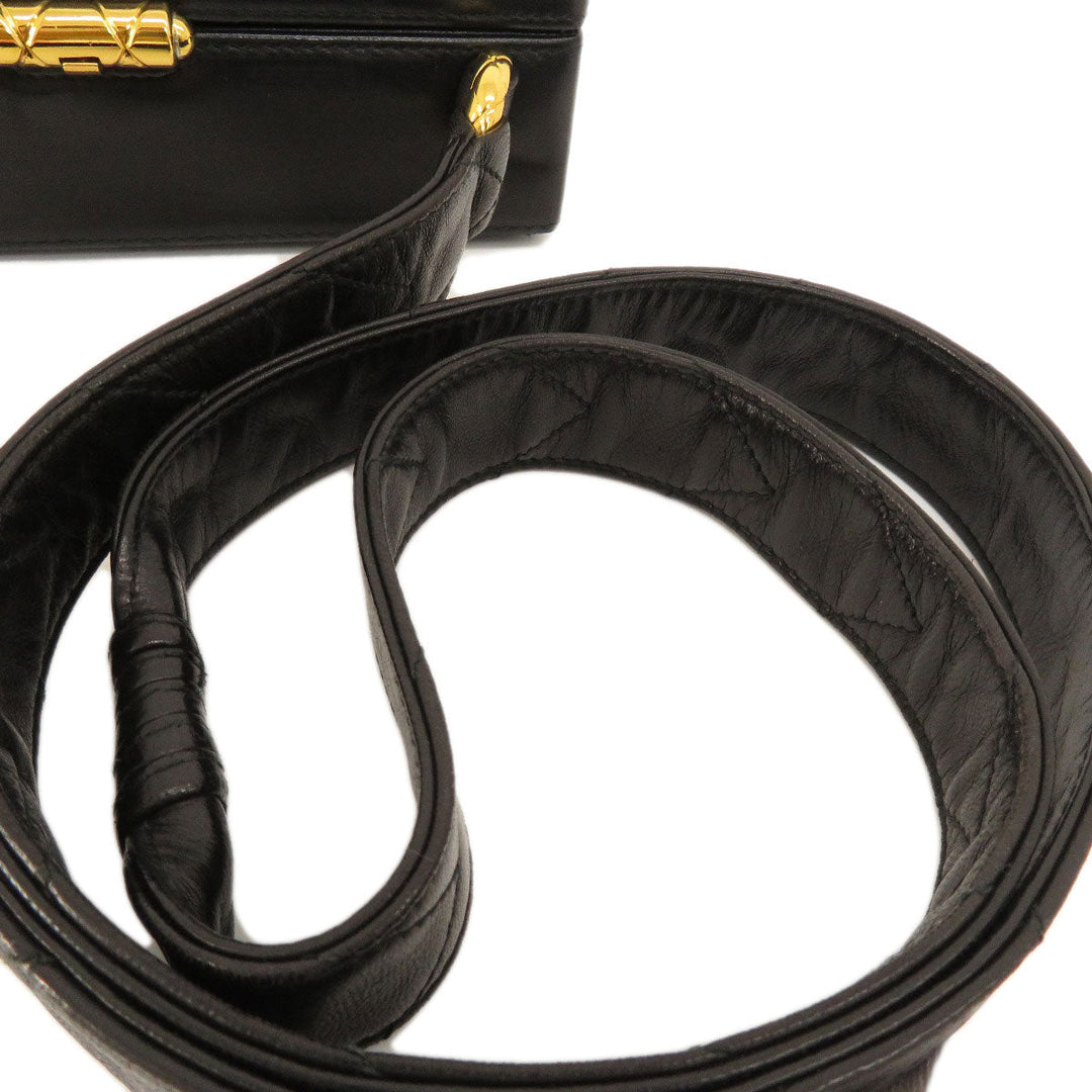 CHANEL Shoulder Bag lambskin black Vstitch COCO Mark Women Used Authentic