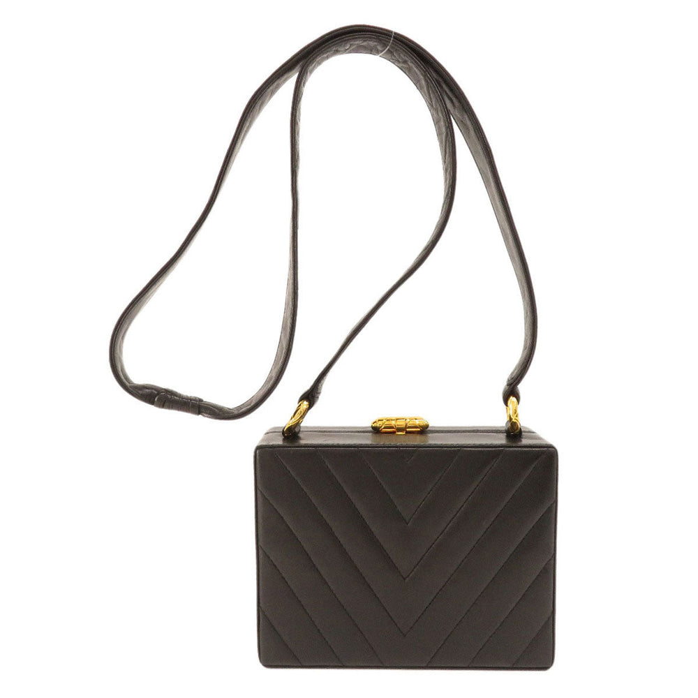 CHANEL Shoulder Bag lambskin black Vstitch COCO Mark Women Used Authentic