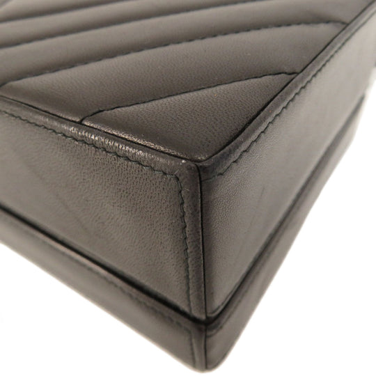 CHANEL Shoulder Bag lambskin black Vstitch COCO Mark Women Used Authentic