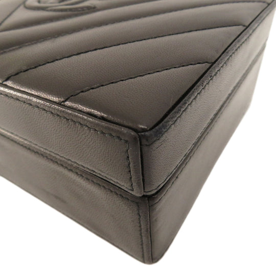 CHANEL Shoulder Bag lambskin black Vstitch COCO Mark Women Used Authentic