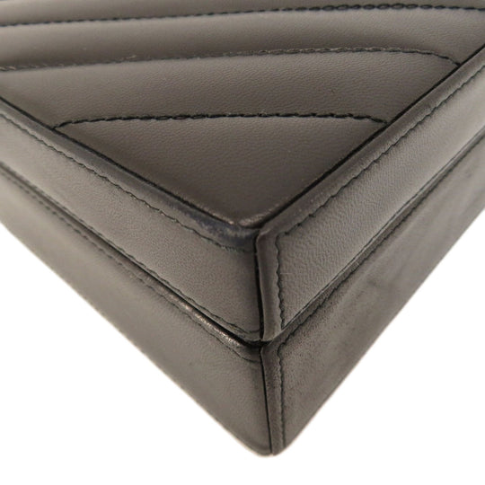 CHANEL Shoulder Bag lambskin black Vstitch COCO Mark Women Used Authentic