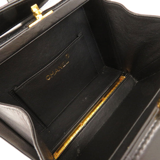 CHANEL Shoulder Bag lambskin black Vstitch COCO Mark Women Used Authentic