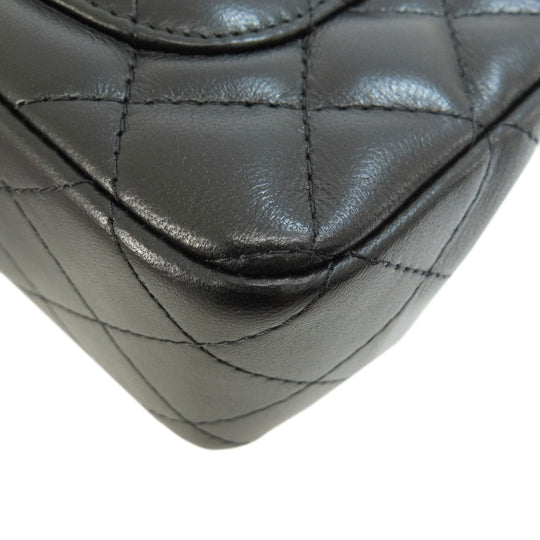 CHANEL Shoulder Bag lambskin black Matelasse Gold Metal Women Used Authentic