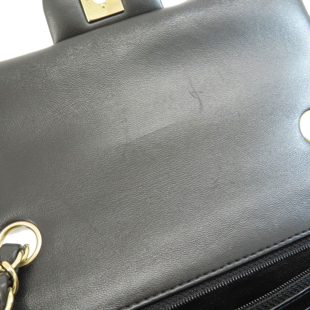 CHANEL Shoulder Bag lambskin black Matelasse Gold Metal Women Used Authentic