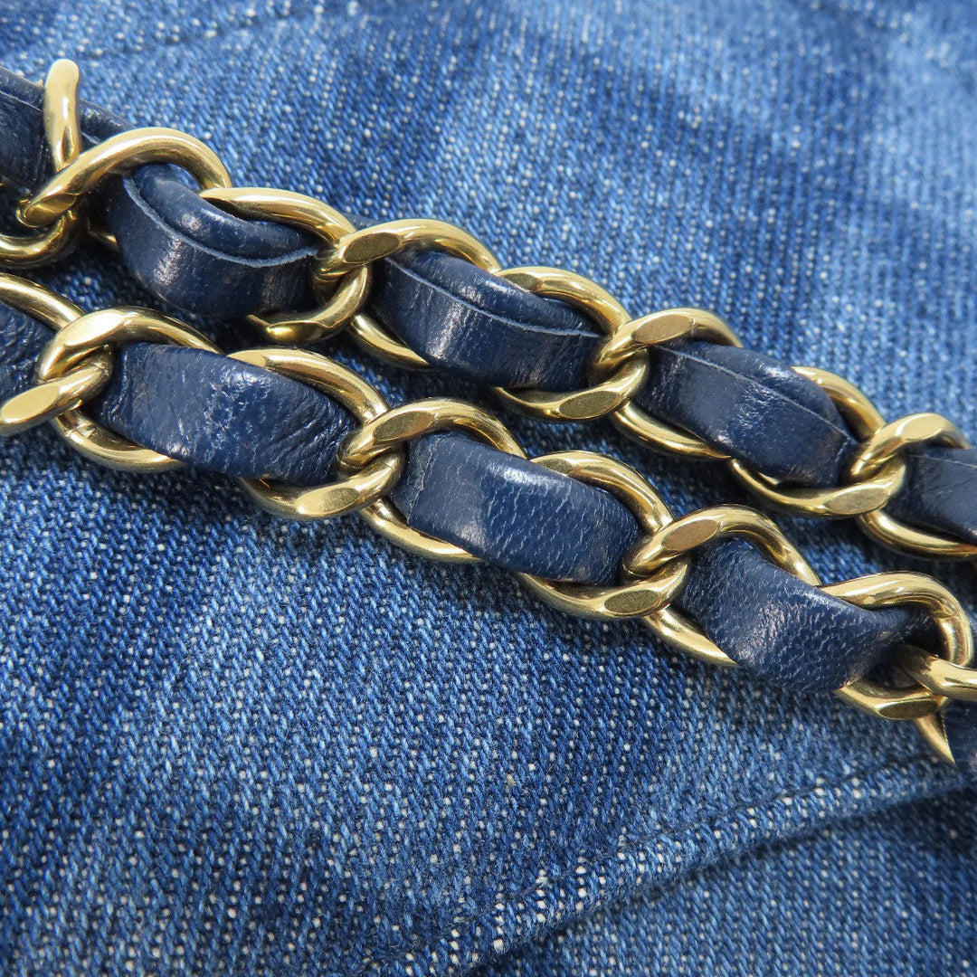 CHANEL Shoulder Bag denim blue ChainShoulder COCO Mark Gold Metal