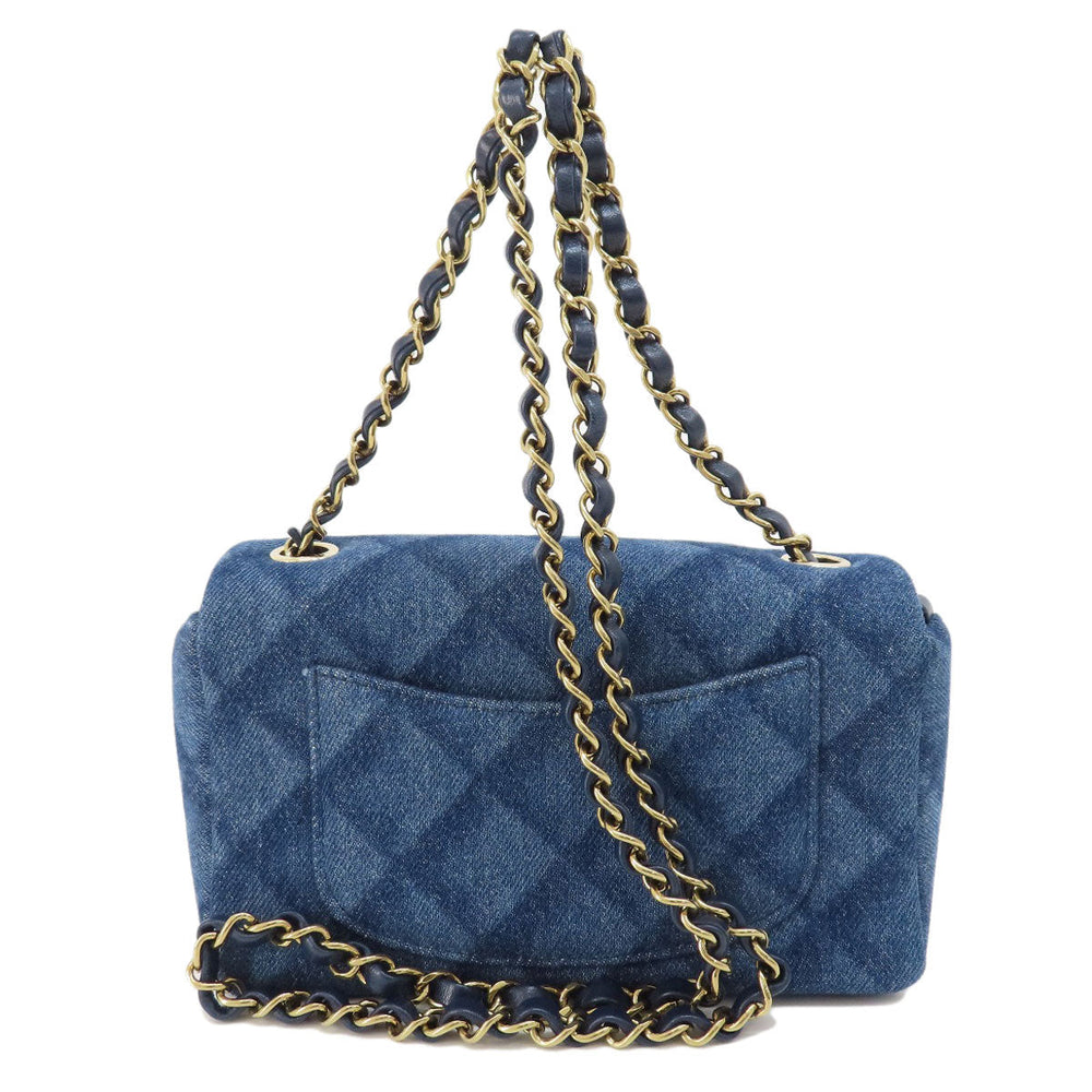 CHANEL Shoulder Bag denim blue ChainShoulder COCO Mark Gold Metal