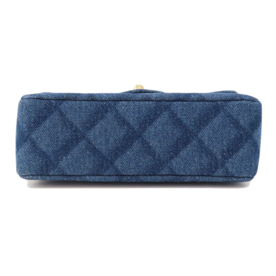 CHANEL Shoulder Bag denim blue ChainShoulder COCO Mark Gold Metal