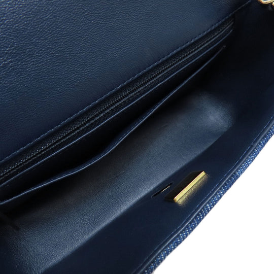 CHANEL Shoulder Bag denim blue ChainShoulder COCO Mark Gold Metal