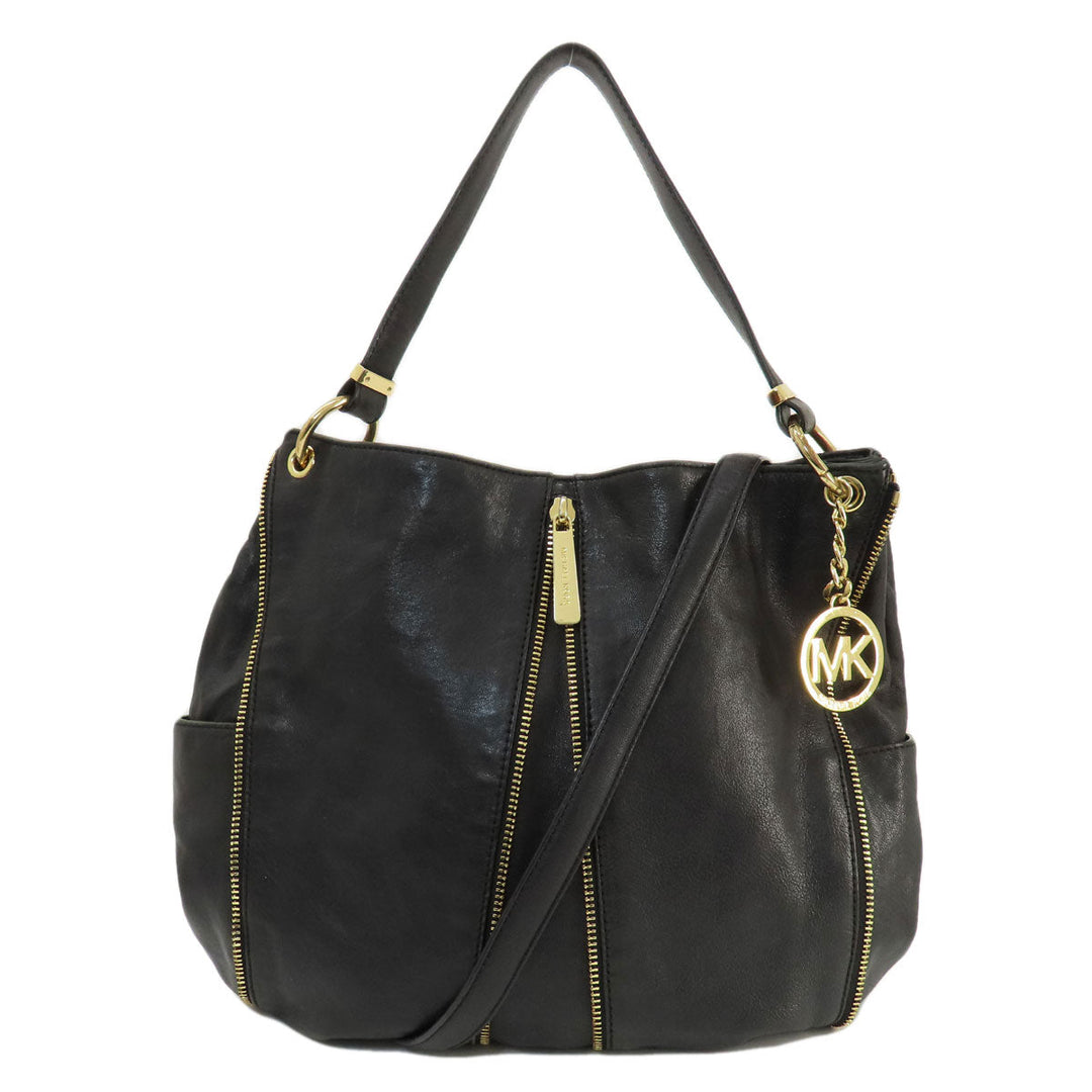 MICHAEL KORS Handbag leather black Zipper 2WAY Women Used Authentic
