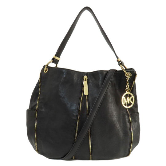 MICHAEL KORS Handbag leather black Zipper 2WAY Women Used Authentic