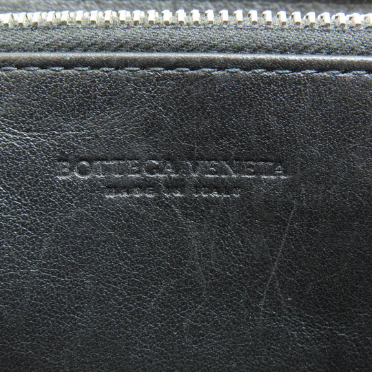 BOTTEGAVENETA Long Wallet Purse leather black INTRECCIATO