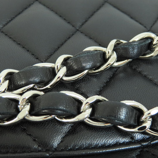 CHANEL Shoulder Bag lambskin black ChainShoulder Matelasse SilverMetal Women Used Authentic