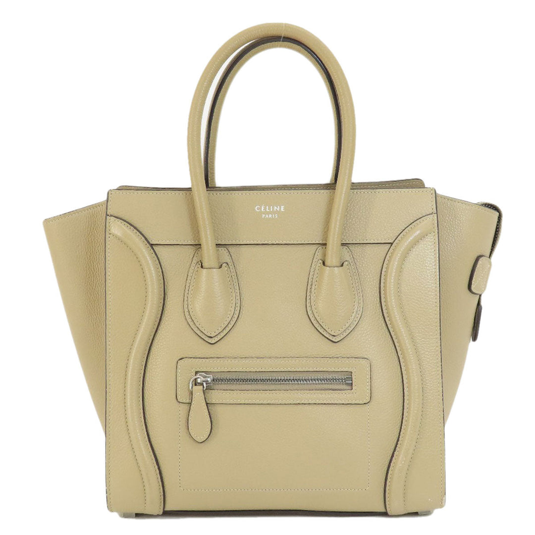 CELINE Tote Bag Calfskin beige Luggage micro Women Used Authentic