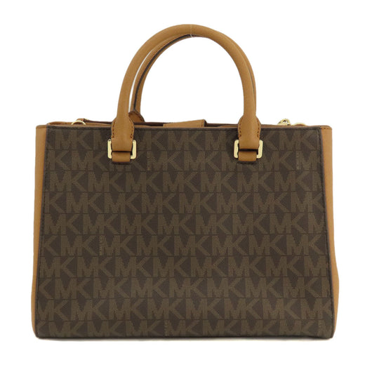 MICHAEL KORS Handbag PVC Brown MK Signature 2WAY Women Used Authentic