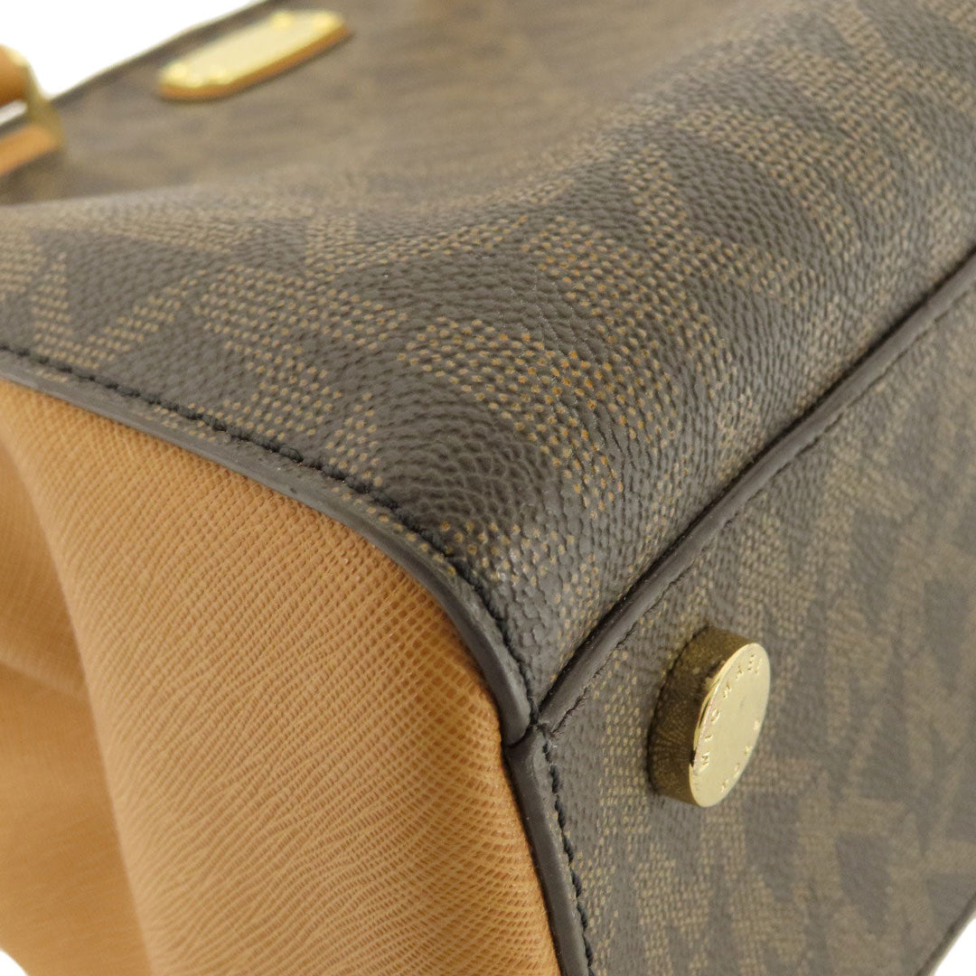 MICHAEL KORS Handbag PVC Brown MK Signature 2WAY Women Used Authentic