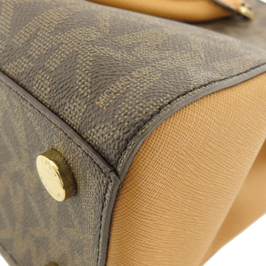 MICHAEL KORS Handbag PVC Brown MK Signature 2WAY Women Used Authentic