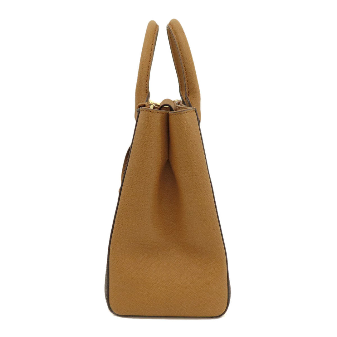 MICHAEL KORS Handbag PVC Brown MK Signature 2WAY Women Used Authentic