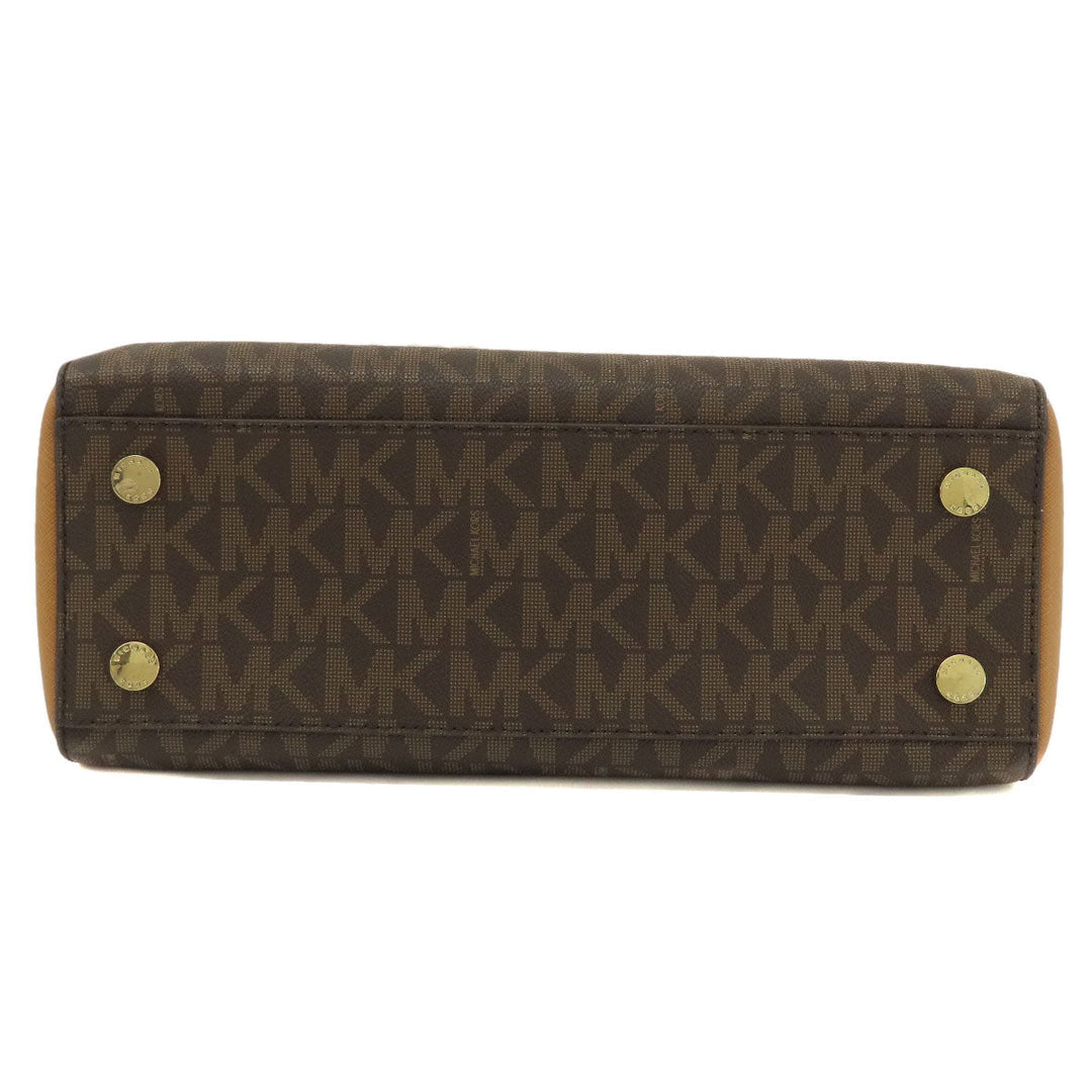 MICHAEL KORS Handbag PVC Brown MK Signature 2WAY Women Used Authentic