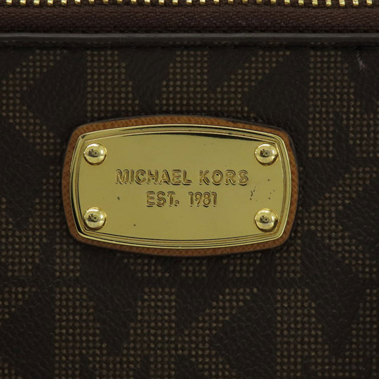 MICHAEL KORS Handbag PVC Brown MK Signature 2WAY Women Used Authentic
