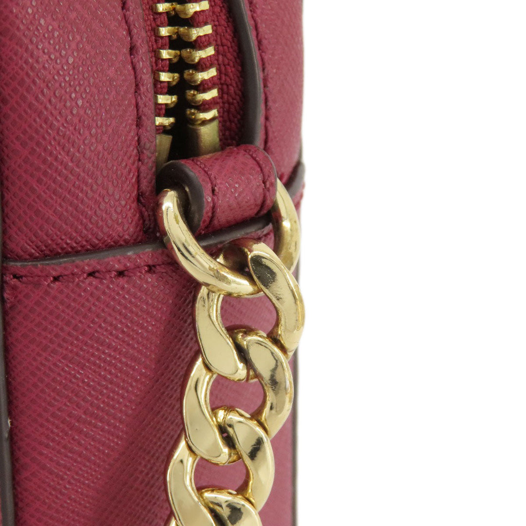 MICHAEL KORS Shoulder Bag leather Red logoMetal Women Used Authentic