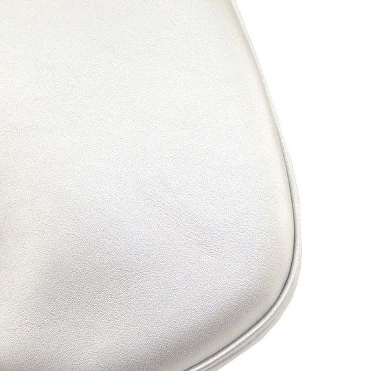 CELINE Shoulder Bag leather Silver Long shoulder Women Used Authentic