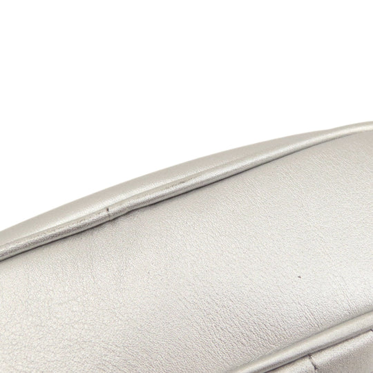 CELINE Shoulder Bag leather Silver Long shoulder Women Used Authentic