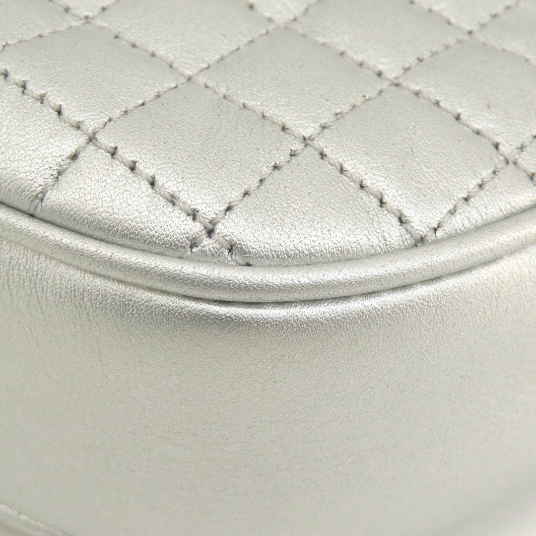 CELINE Shoulder Bag leather Silver Long shoulder Women Used Authentic