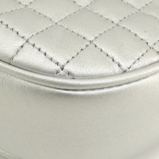 CELINE Shoulder Bag leather Silver Long shoulder Women Used Authentic