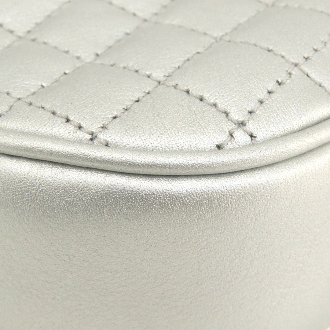 CELINE Shoulder Bag leather Silver Long shoulder Women Used Authentic