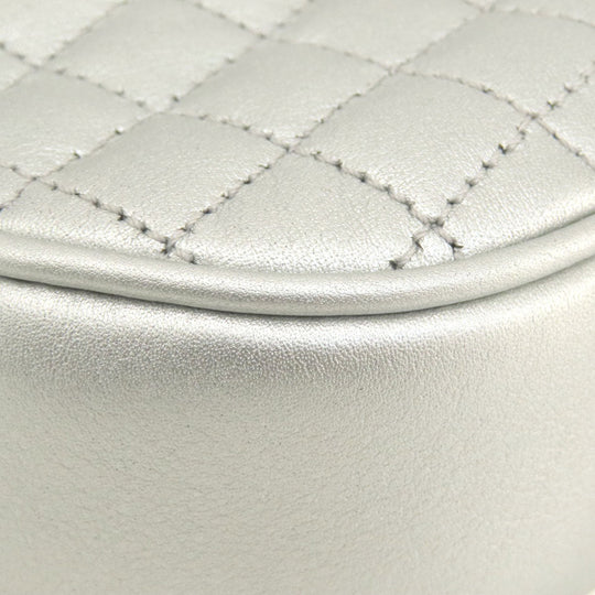 CELINE Shoulder Bag leather Silver Long shoulder Women Used Authentic