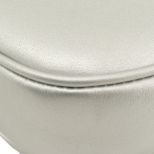 CELINE Shoulder Bag leather Silver Long shoulder Women Used Authentic