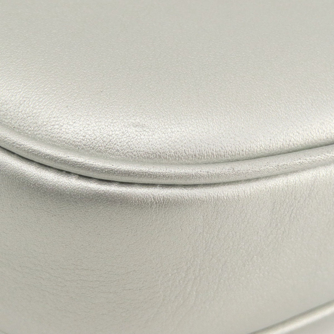 CELINE Shoulder Bag leather Silver Long shoulder Women Used Authentic